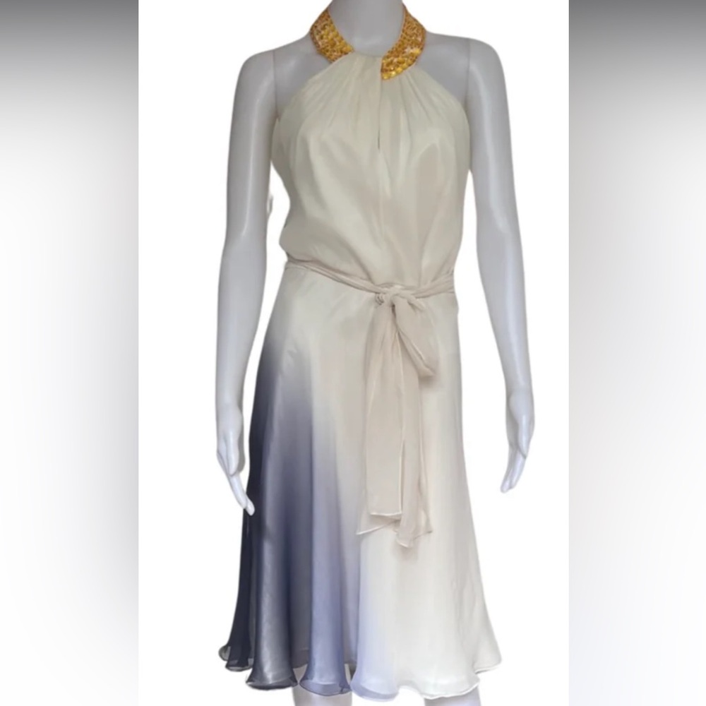 Carmen Marc Valvo 100% silk halter dress EUC